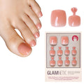 Glamnetic Press On Toenails - Natural Fake Nails | Cherry Red Chrome Press On Toenails, Salon Quality Press On Nails Kit with Glue | Cherry Glaze - 32 Nail Set in 16 Sizes