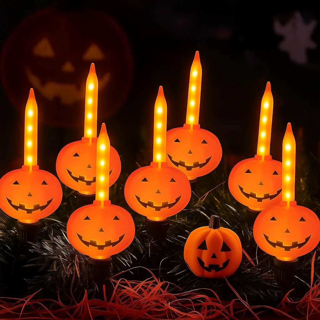 8.5FT Pumpkin String Lights with 10 Bulbs for Halloween Outdoor Decor Party
