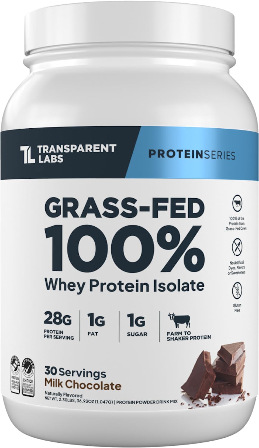 Transparent Labs Grass-Fed Whey Protein Isolate - Naturally Flavored, Gluten Free Whey Protein Powder with 28g of Protein per Serving & 9 Amino Acids - 30 Servings, Chocolate Peanut Butter