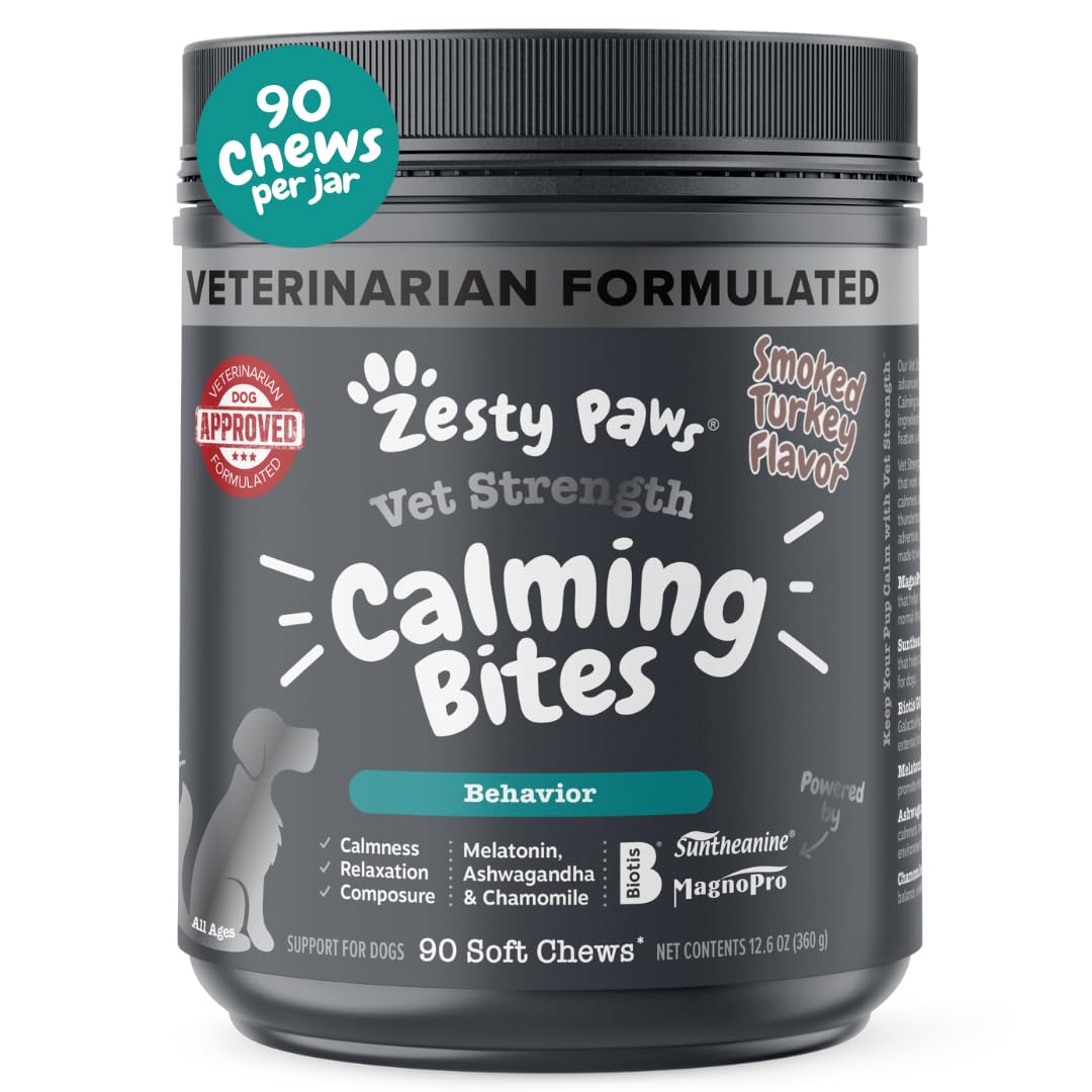 Zesty Paws Calming Chews for Dogs Composure & Relaxation for Everyday Stress & Separation Peanut Butter 90 Count