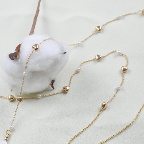 Female Magnetic Cute Gold Love Heart Beads Strap Holder Necklace Which Compatible with Airpods Pro 3 2 1
