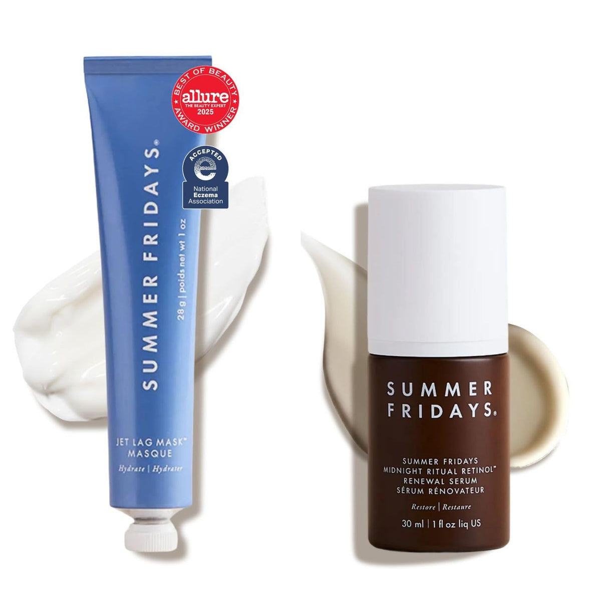 Summer Fridays Mini Jet Lag Mask - Hydrating Overnight Face Mask, Moisturizer + Eye Cream - Enriched with Hyaluronic Acid, Niacinamide, + Antioxidants - Multitasking Travel Size Skin Care (1 Oz)