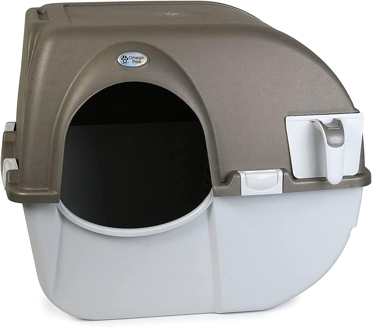 Self Cleaning Litter Box, Roll 'N Clean Litter Box, Regular Size for Kittens and Cats 10 lbs and Under, Taupe Top with Grey Base