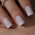 CurvLife Milky White Square Press on Nails Short, Soft Gel Fake Nails with Clean Nude Apricot Design Full Cover False Nails Glossy Nude Glue on Nails Artificial Stick on Nails for Women