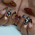 Halloween Press on Nails Almond Medium Fake Nails Black White Gradient Glue on Nail Goth False Nails with Bat Spider Web Designs Glossy Reusable Stick on Nail for Women Girls 24Pcs