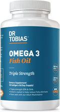 Dr. Tobias Omega 3 Fish Oil 2000mg Triple Strength with 800mg EPA 600mg DHA Per Serving | Fish Oil Omega 3 Supplements for Heart Brain & Immune Support - 90 Softgels (45 Servings)