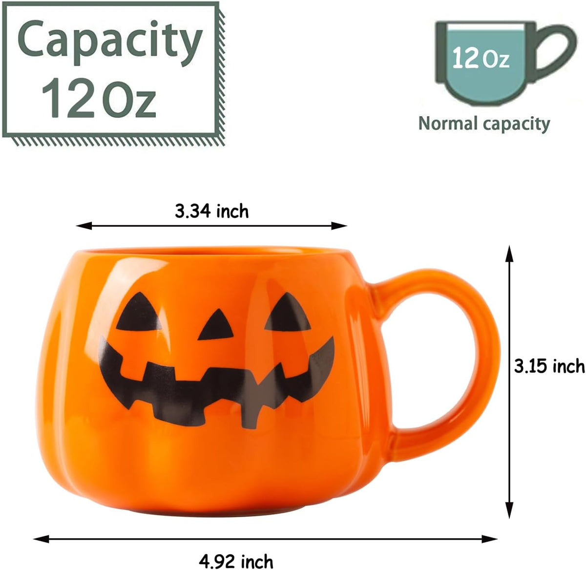 Halloween Cute Pumpkin Mug, Pumpkin Shaped Mug Decorations, Cute Halloween Cup 12 Ounce