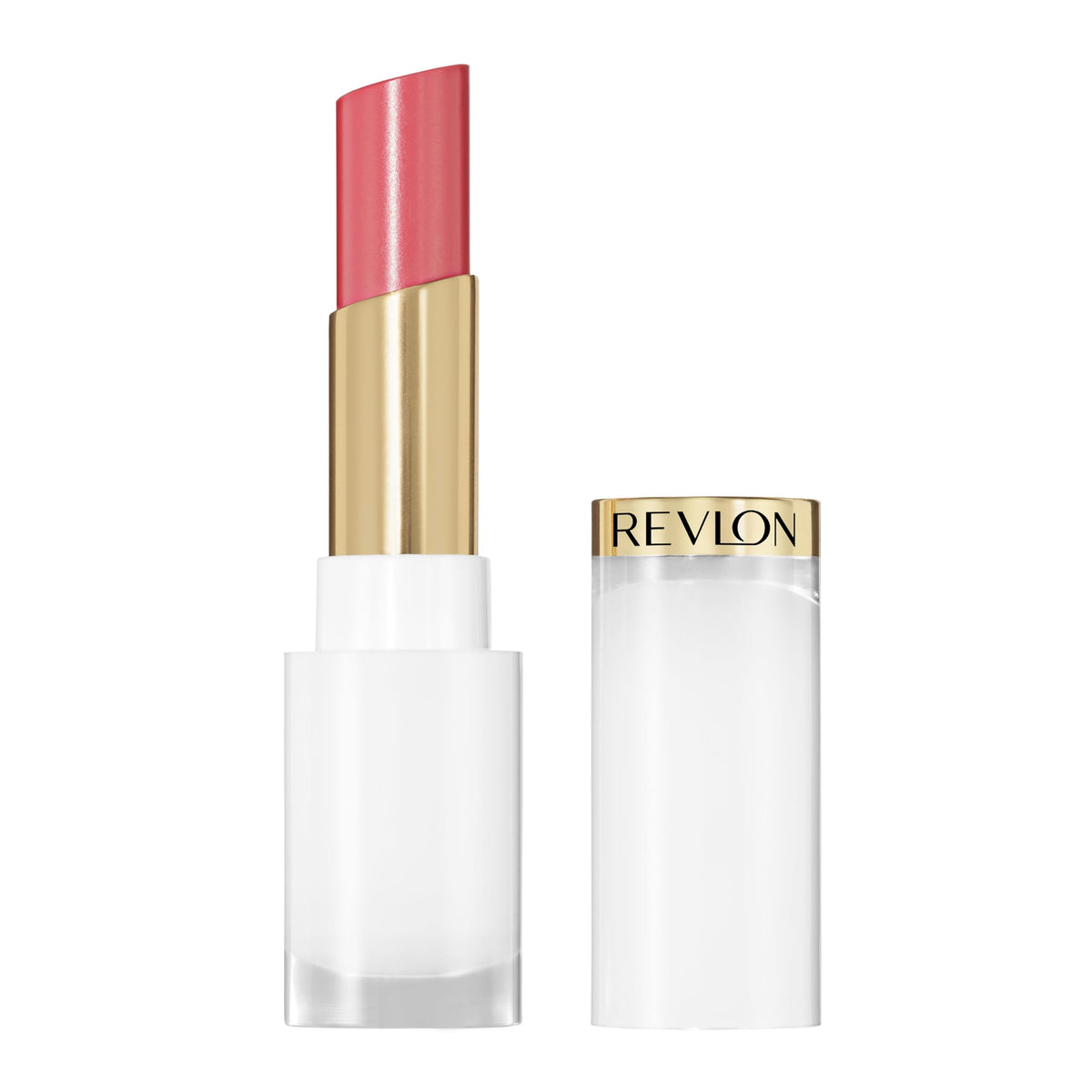 REVLON Super Lustrous Glass Shine Balm, Sheer Glossy Tinted Lip Balm, Hydrating Formula with Hyaluronic Acid, Aloe & Rose Quartz, 020 Glaring Red, 0.11 oz