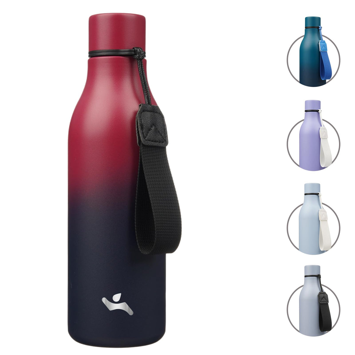 Konokyo Insulated Water Bottle with Strap,18 oz Double Wall Stainless Steel Vacuum Bottles Metal Water Flask,Macaron Green
