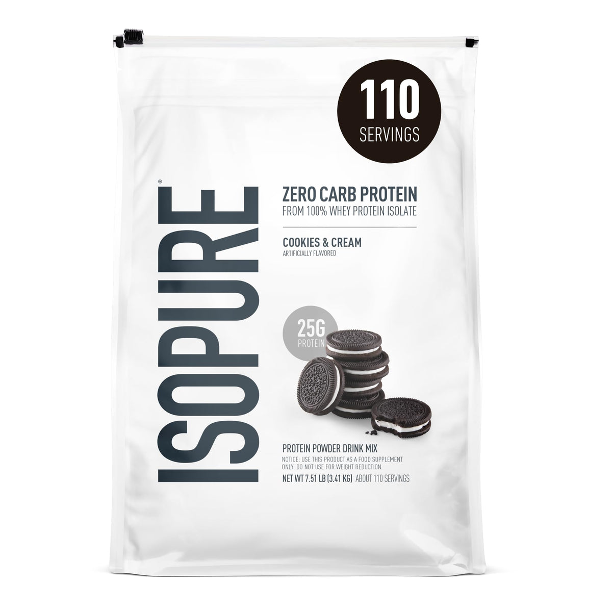 Isopure Zero Carb 100% Pure Whey Isolate Protein Powder, Gluten Free, with Vitamins, Creamy Vanilla, 25g Protein Per Serving, 3 Lbs, 44 Servings (Packaging May Vary)