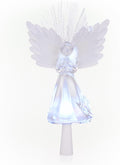 Alpine Corporation 11" Tall Angel Tree Topper with Fiber Optic Wings and LED Light, with Timer Function, Durable Plastic, and Radiant Glow for Holiday Christmas Decoration