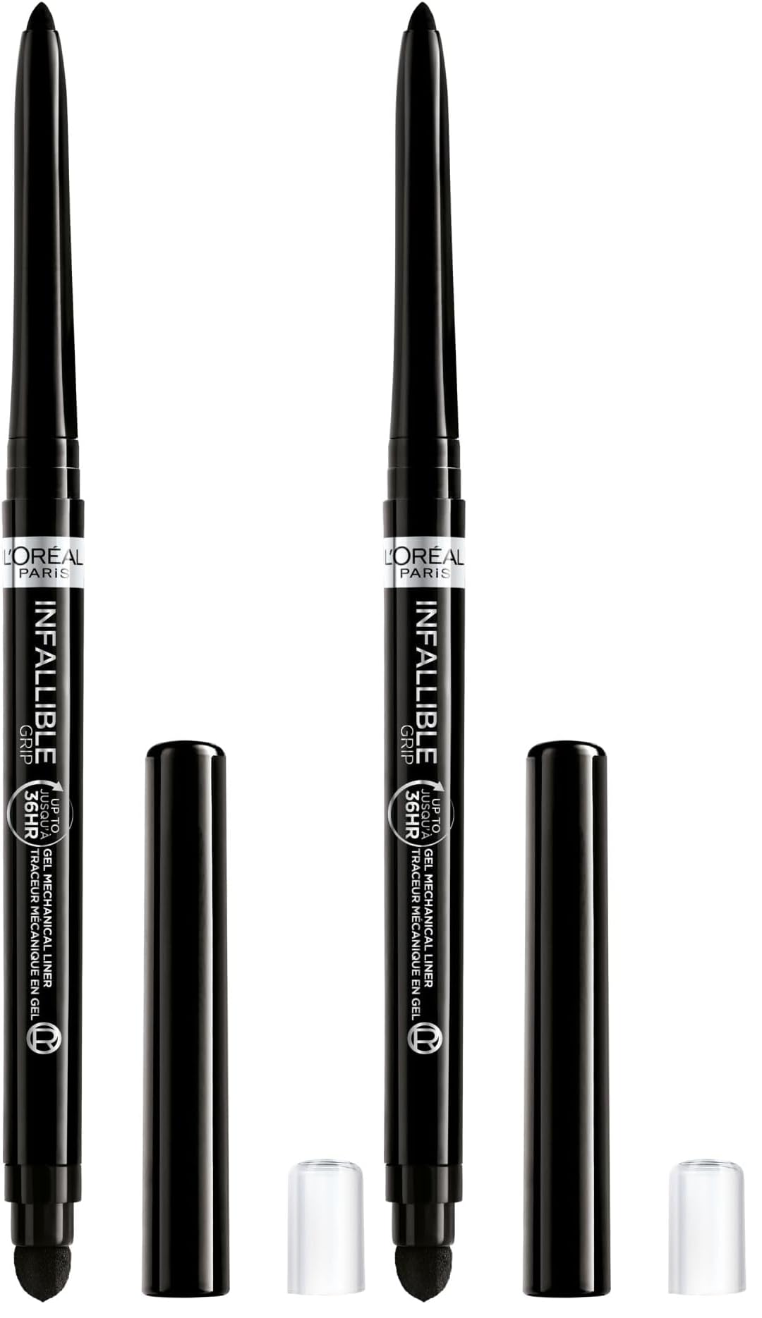L'Oreal Paris Infallible Grip Mechanical Gel Eyeliner Pencil, Smudge-Resistant, Waterproof Eye Makeup with Up to 36HR Wear, Intense Black, 0.01 Oz