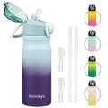 Konokyo 18 oz Insulated Water Bottle with Straw Lid, Stainless Steel Vacuum Sports Water Bottle, Leak-Proof Reusable Metal Flask with Carry Loop, BPA-Free Travel Bottle for Gym, School, Office
