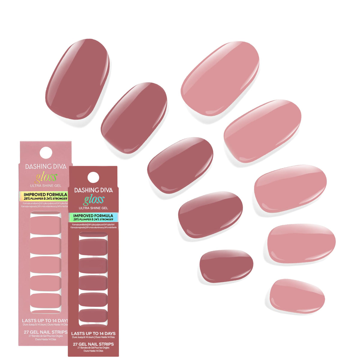 Dashing Diva Gloss Nail Strips Bundle - The Neon Brights Collection - Magenta Madness & Suki - UV Free, Chip Resistant, Long Lasting Gel Stickers - Contains 2 Sets