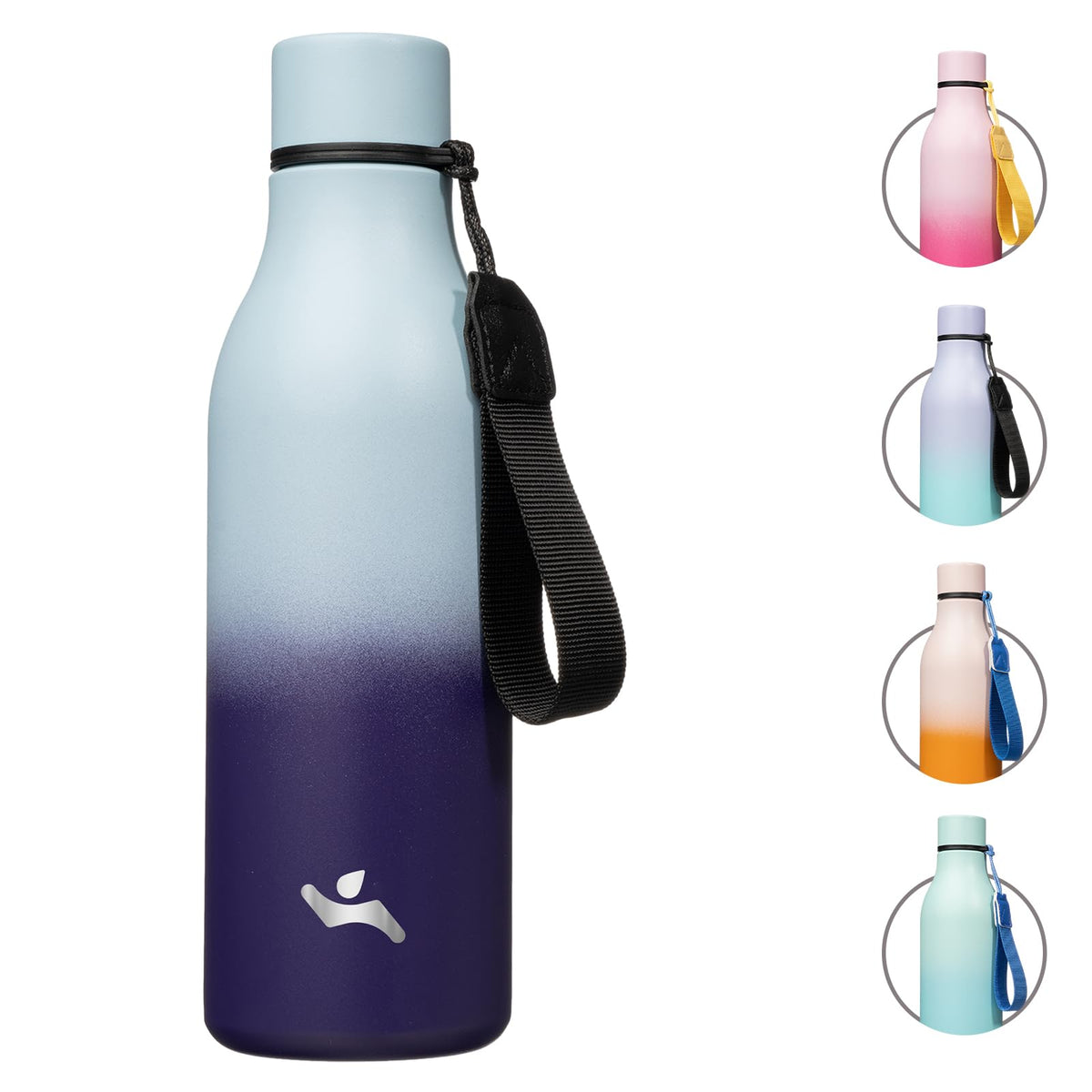 Konokyo Insulated Water Bottle with Strap,18 oz Double Wall Stainless Steel Vacuum Bottles Metal Water Flask,Macaron Green
