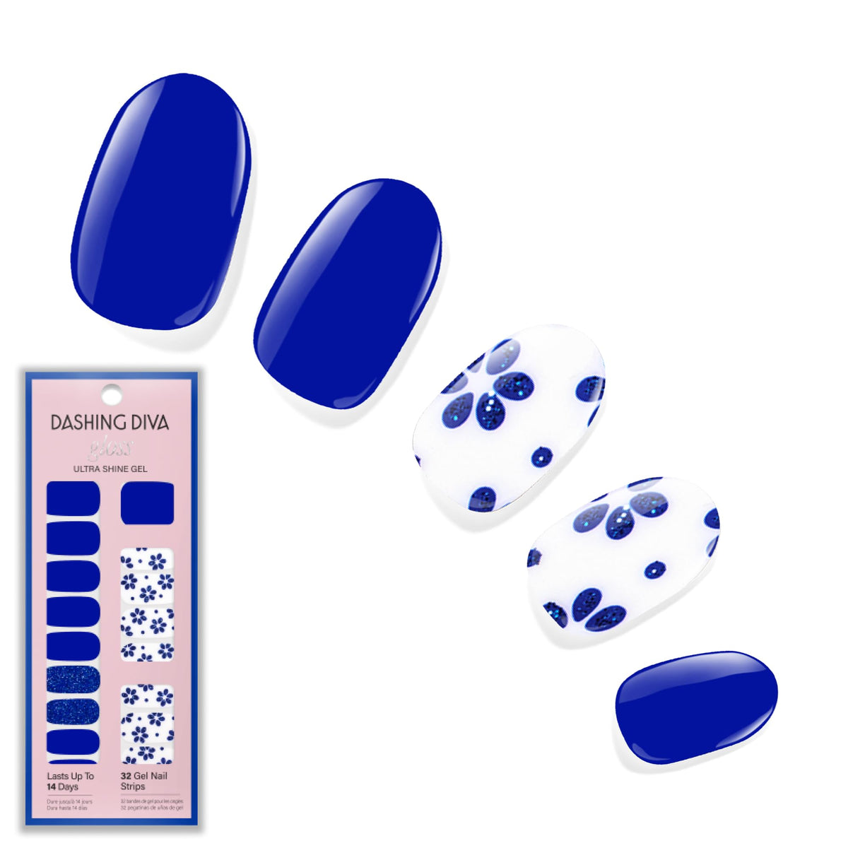 Dashing Diva Gloss Nail Strips - Crystal Clear - UV Free, Chip Resistant, Long Lasting Gel Stickers - Contains 32 Wraps, 1 Prep Pad, 1 File