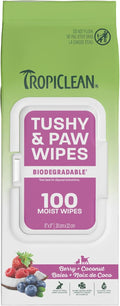 TropiClean Deep Cleaning Pet Wipes, 100ct - Wipes for Dogs & Cats - Gently Removes Dirt, Dander & Smells - for Pet Paws, Face, Body & Bottom - Sweet Berry & Coconut Scent