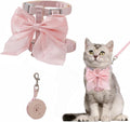 Pink Leash and Bow H-Shaped Design Harness for Small Cats Dogs, Proof Soft Adjustable Vest Easy Control Breathable Harnesses for Small Cats Dogs (S 2-7LBS)