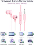 Teens Wired Earbuds with Case, 3.5mm Headphones for School,Berry Bows
