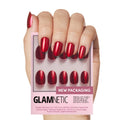 Glamnetic Press On Nails - Seaspell Fake Nails | Short Almond Pink Fake Nails with a Velvet Finish, Salon Quality Summer Nails | 15 Sizes - 30 Nail Kit with Glue