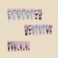 Pink Halloween Press on Nails Long Coffin Fake Nails Cute Ghost Bat Spider Web Design Glossy Acrylic Nails Reusable Stick on Nails Full Cover Artificial Nails Halloween Costume Party Daily Nail Decor