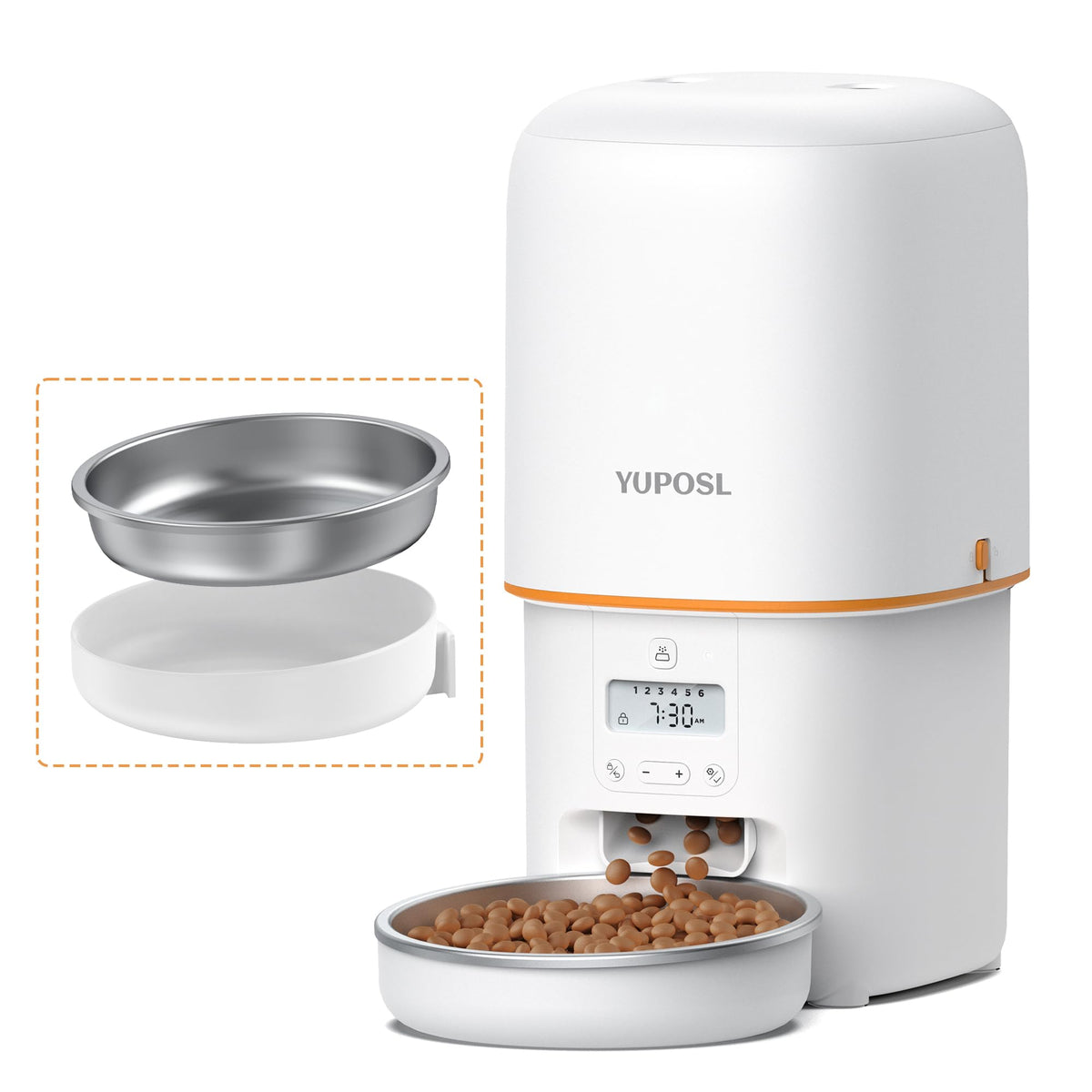 Automatic Cat Feeder, 3L Cat Food Dispenser with Anti-Jam Design, Over 180-day Battery Life, 1-6 Meals Per Day with Stainless Steel Cat Bowl, Keep Dry Food Fresh, Timed Pet Feeder Also for Small Dog