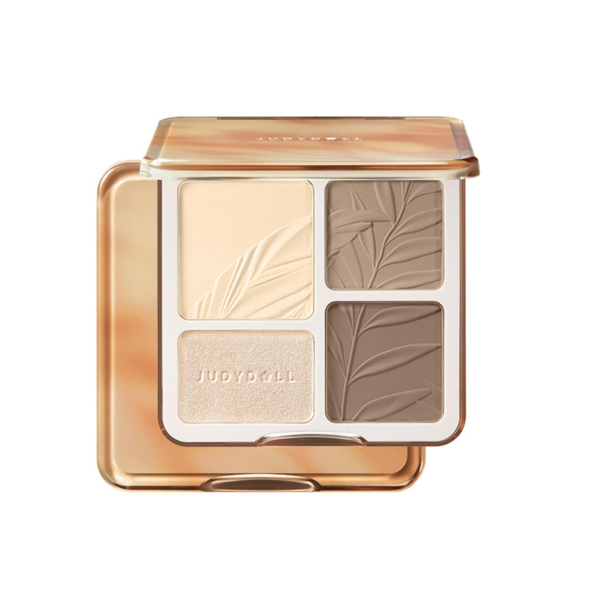 JUDYDOLL Highlight & Contour Palette, All-in-One Matte Highlighter Contour Compact, Natural Brightening Finish for Cool Fair & Olive Skin (01 Wave Shadow Palette)