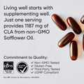 Sports Research CLA - 1250mg with Active Conjugated Linoleic Acid for Men and Women | Non-GMO, Soy & Gluten Free - 95% (90 Softgels)