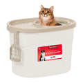 IRIS USA Large Top Entry Cat Litter Box with Lid, Enclosed Covered Cat Litter Box for Indoor Cats, Dog Proof Design, Odor Control, Litter Tracking Reduction, Scoop Included, Black/Gray