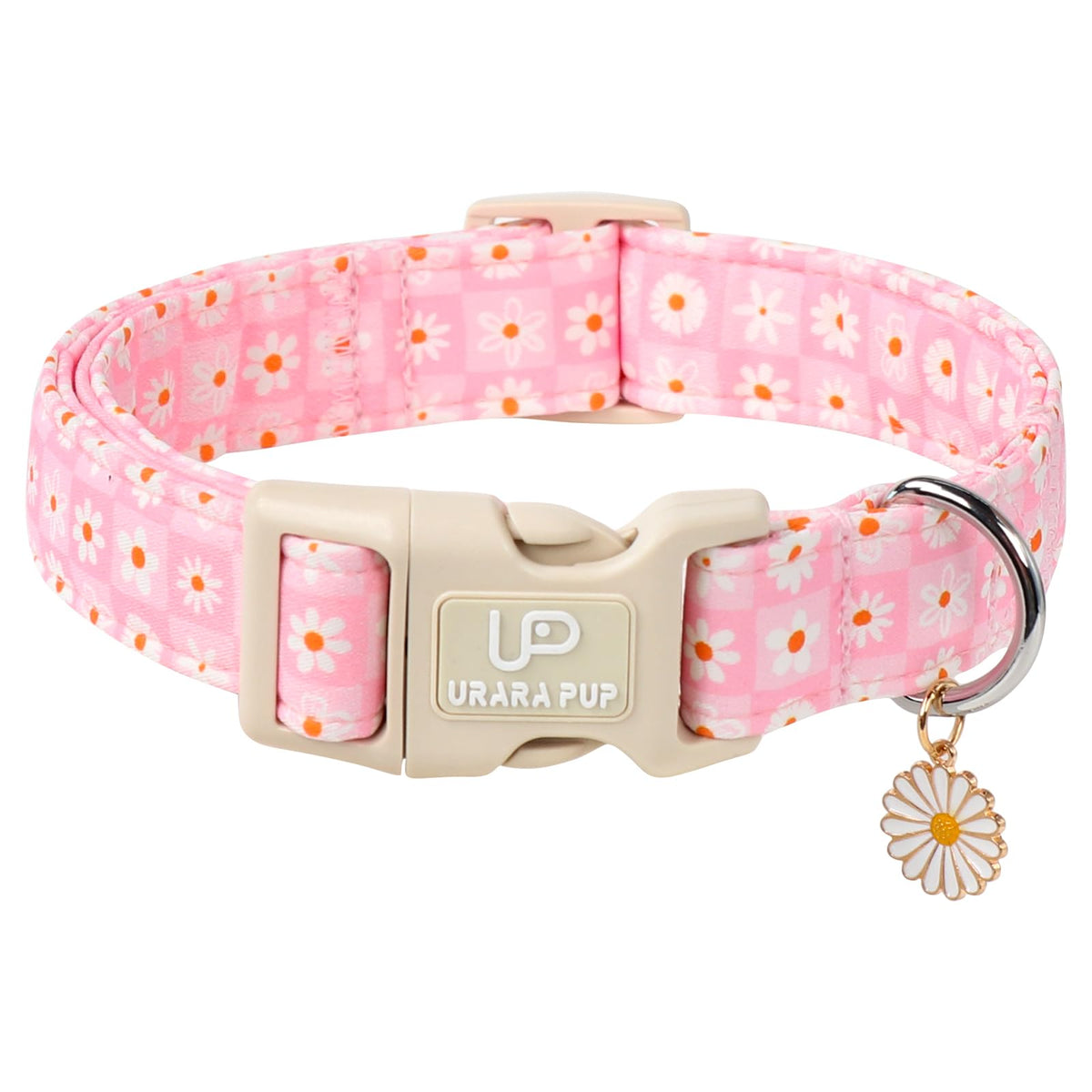 Fall Plaid Dog Collar with Maple Leaf Charm – Adjustable Autumn Checkered Dog Collar for Small Medium Large Dogs, Soft Cotton Puppy Collars with Quick Release Buckle and Metal D-Ring
