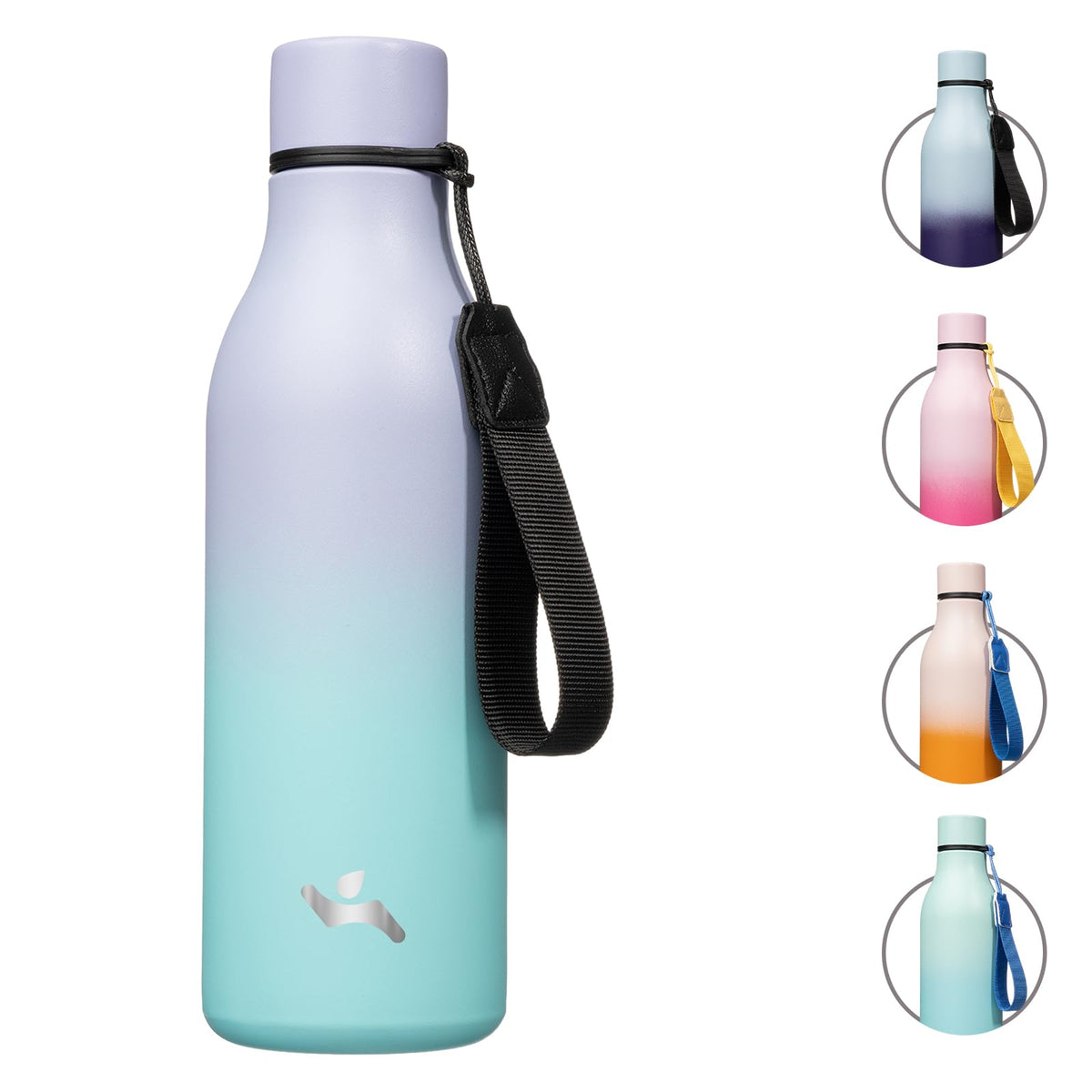Konokyo Insulated Water Bottle with Strap,18 oz Double Wall Stainless Steel Vacuum Bottles Metal Water Flask,Macaron Green