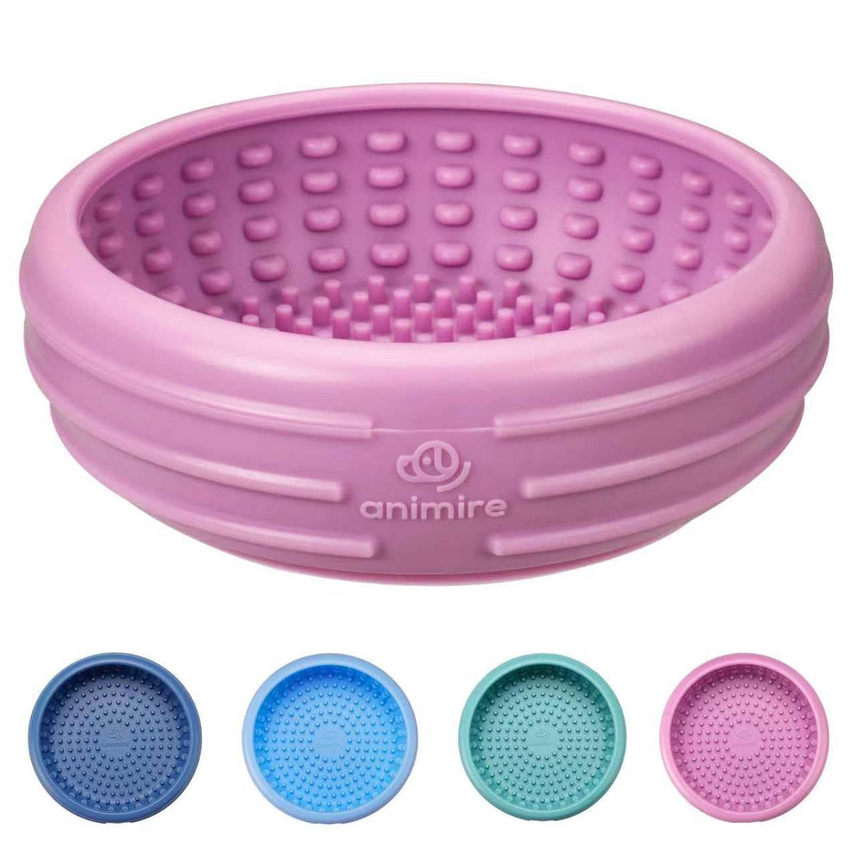 Dog Lick Bowl, Animire Freeze Lick Mat for Dogs, Non-Slip Slow Feeder Licking Bowl Enrichment Treat for Distraction Anxiety Relief, Food Grade Silicone, Dishwasher Safe(Dark Blue,S)