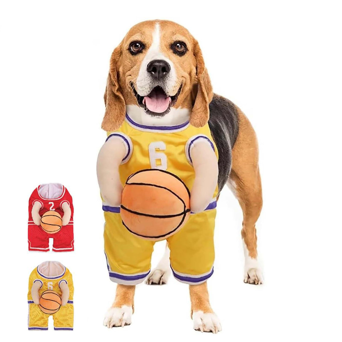 2025 New Dog Halloween Costumes, Dog Basketball Costume with Ball, Halloween Costumes with Basketball, Costume for Small Medium Large Dogs (1*RED, Small)