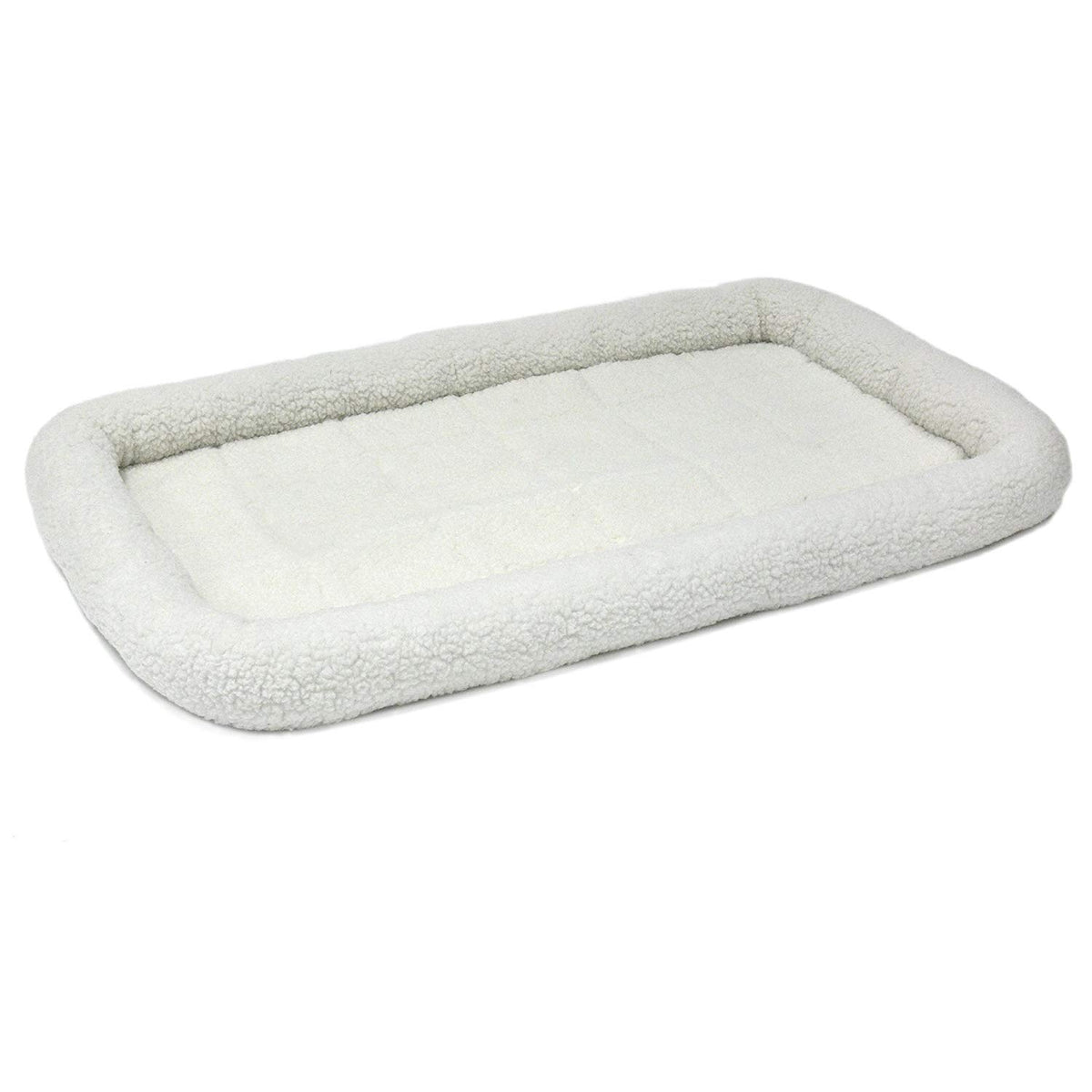 MidWest Homes for Pets QuietTime Dog Bed - White Fleece Bolster, Ultra-Soft and Machine Washable, Fits 42-Inch Crates and Carriers, for Large Breed Dogs