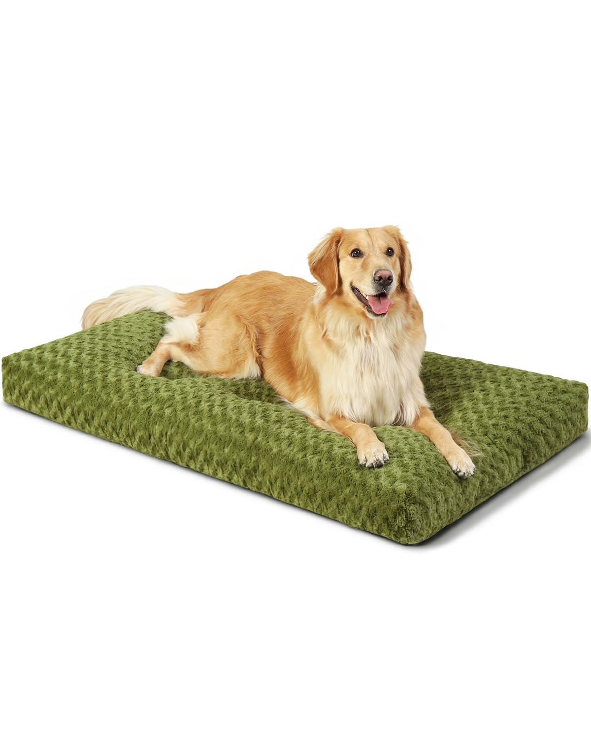 KSIIA Washable Dog Bed Deluxe Plush Dog Crate Beds Comfy Kennel Pad Anti-Slip Pet Sleeping Mat for Large, Jumbo, Medium, Small Dogs Breeds, 41" x 27", Gray