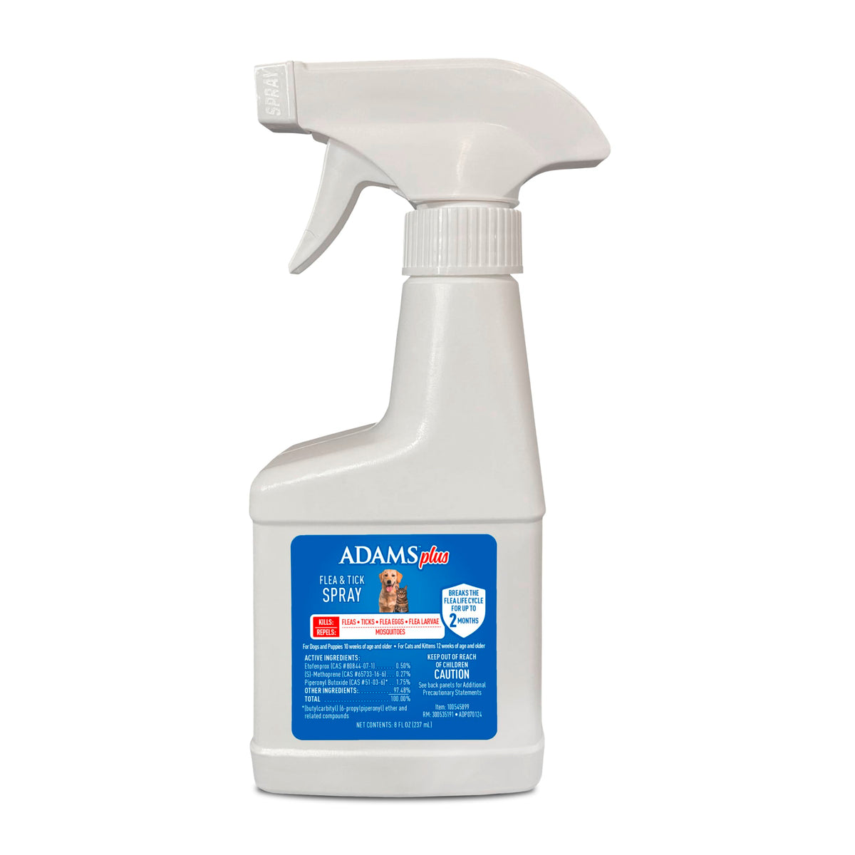 ADAMS Plus Flea and Tick Spray for Dogs & Cats, Kills Fleas and Ticks, Repels Mosquitoes, Prevents Infestations up to 2 Months, Treatment for Dogs, Cats, Puppies & Kittens, 16 Fl Oz