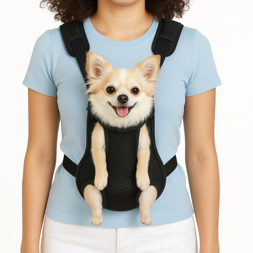 Inspack Dog Backpack Carrier/Cat Carrier, Adjustable Pet Front Carriers Travel Bag for Puppy Medium Dogs, Legs Out, Soft Ventilated Doggie Chest Carry Backpacks for Hiking/Camping, 2.5-4 lbs, Pink