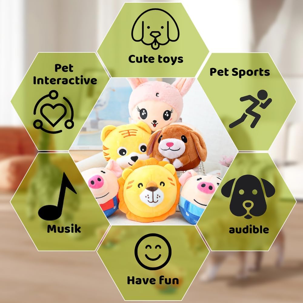Interactive Dog Toys,2024 New Active Moving Pet Plush Toy,Squeaky Moving Dog Ball Toy,Rechargeable Puppy Toys to Keep Them Busy,Washable Pig Plush Toys(Red Pig)