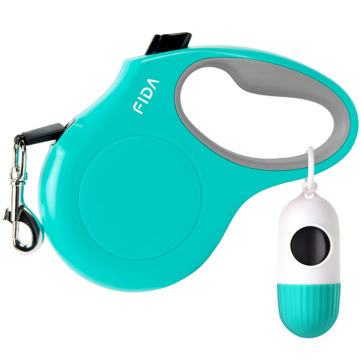 Fida Retractable Dog Leash for Small Breed up to 26 lbs, 16 ft Pet Walking Leash with Dispenser and Poop Bags, Anti-Slip Handle, Reflective Strong Nylon Tape, One-Handed Brake (S, White & Pink)