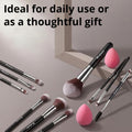 BEAKEY Makeup Brushes Set, Professional Foundation Eyeshadow Concealer Blush Powder Bronzer Applicator, 2 Blender Sponge with Beauty Paper Case