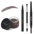 LAVONE Makeup Kit With Eyebrow Stamp Pencil, Waterproof Brow Pencil & Pomade, Eyeliner, Dual-ended Eyebrow Brush, Dark Brown