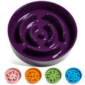 LE TAUCI Dog Bowls Slow Feeder Ceramic, 1.5 Cup Slow Feeding Bowl for Small and Medium Breed, Puzzle Dog Food Bowl for Fast Eater, Maze Purple