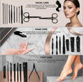 MINKINH Manicure Set Professional Nail Clipper Kit-26 Pieces, Brown | Stainless Steel Manicure Kit, Nail Care Tools with Travel Case for Men & Women, Hand & Foot Care, Gift for Family & Friends