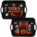 Thanksgiving Serving Trays with Handles, 19 x 11.6 Inch, Set of 2, Bamboo Fiber Serving Platter, Dishwasher Safe, with Removable Silicone Mats, Turkey and Fall Plaid