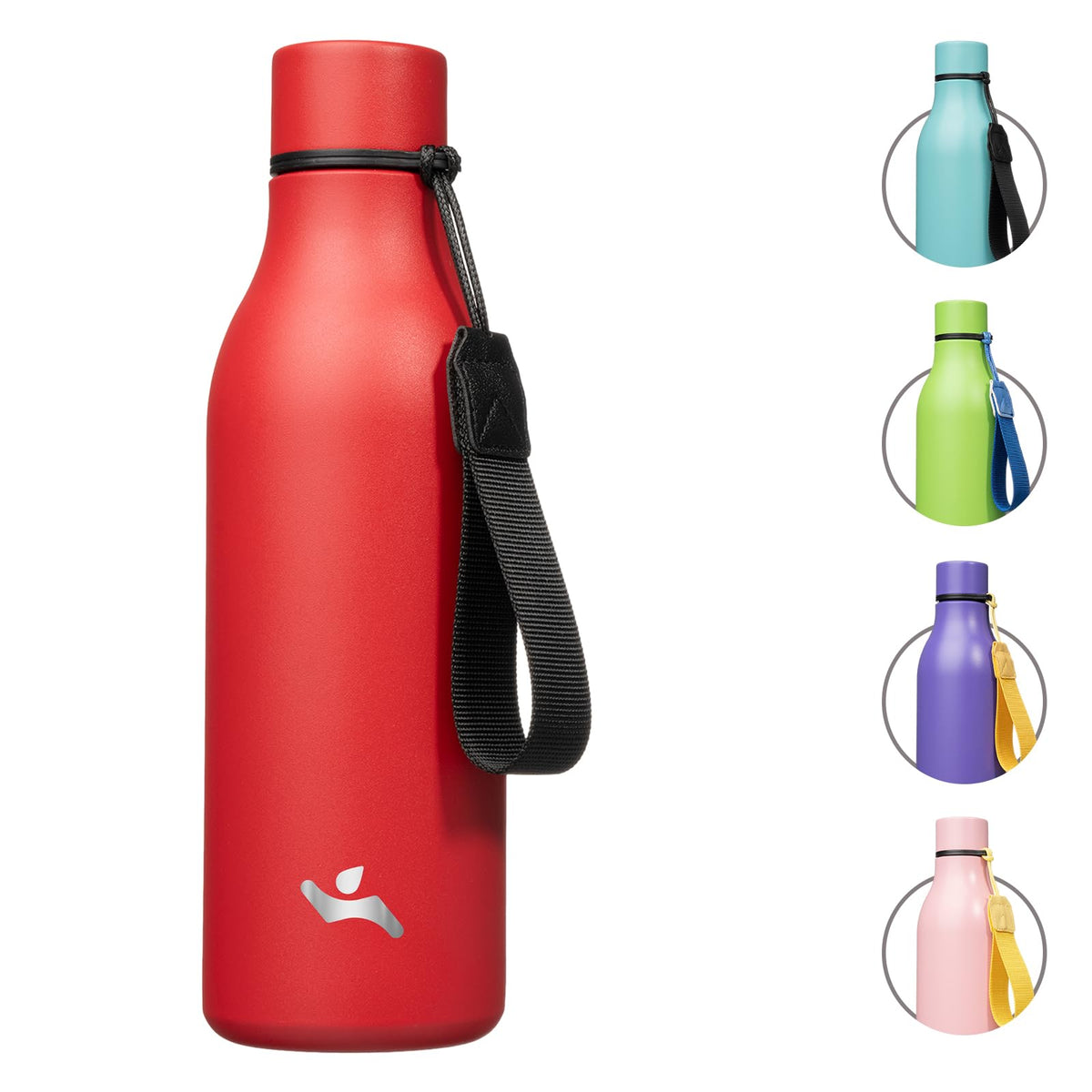 Konokyo Insulated Water Bottle with Strap,18 oz Double Wall Stainless Steel Vacuum Bottles Metal Water Flask,Macaron Green