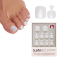 Glamnetic Press On Toenails - Natural Fake Nails | Cherry Red Chrome Press On Toenails, Salon Quality Press On Nails Kit with Glue | Cherry Glaze - 32 Nail Set in 16 Sizes
