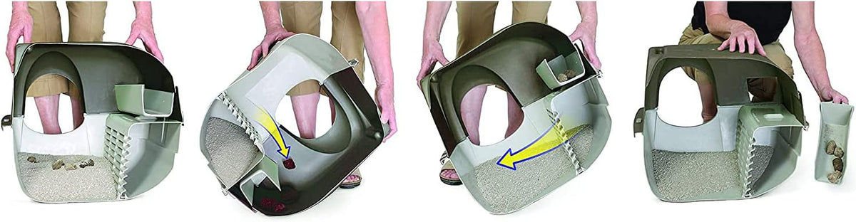 Self Cleaning Litter Box, Roll 'N Clean Litter Box, Regular Size for Kittens and Cats 10 lbs and Under, Taupe Top with Grey Base