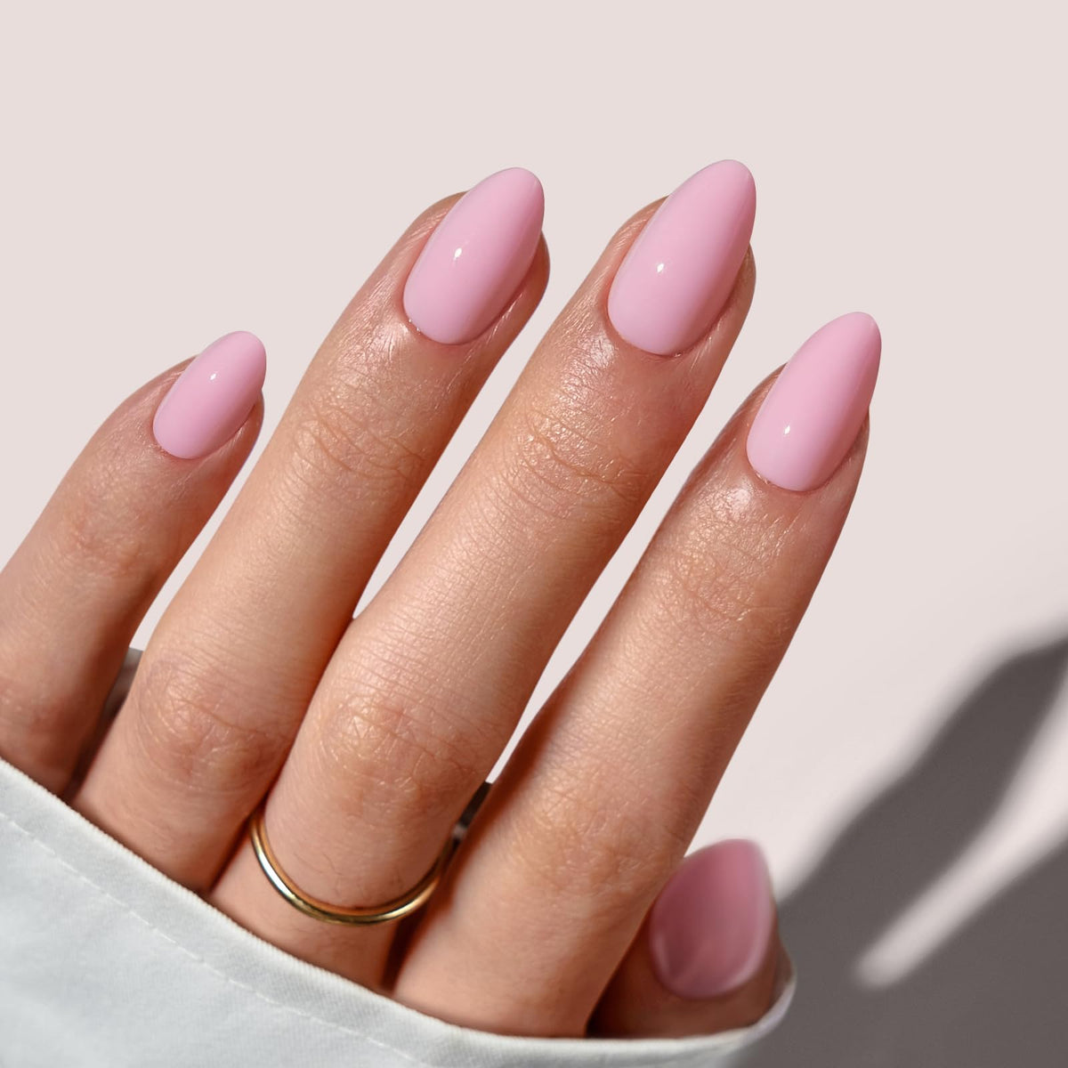 BTArtbox Press On Nails Square - Solid Pink Short Press On Nails with Glue for Women, Opaque Soft Gel Glue On Nails in 16 Sizes - 32 Stick On Nails Kit, Yoga
