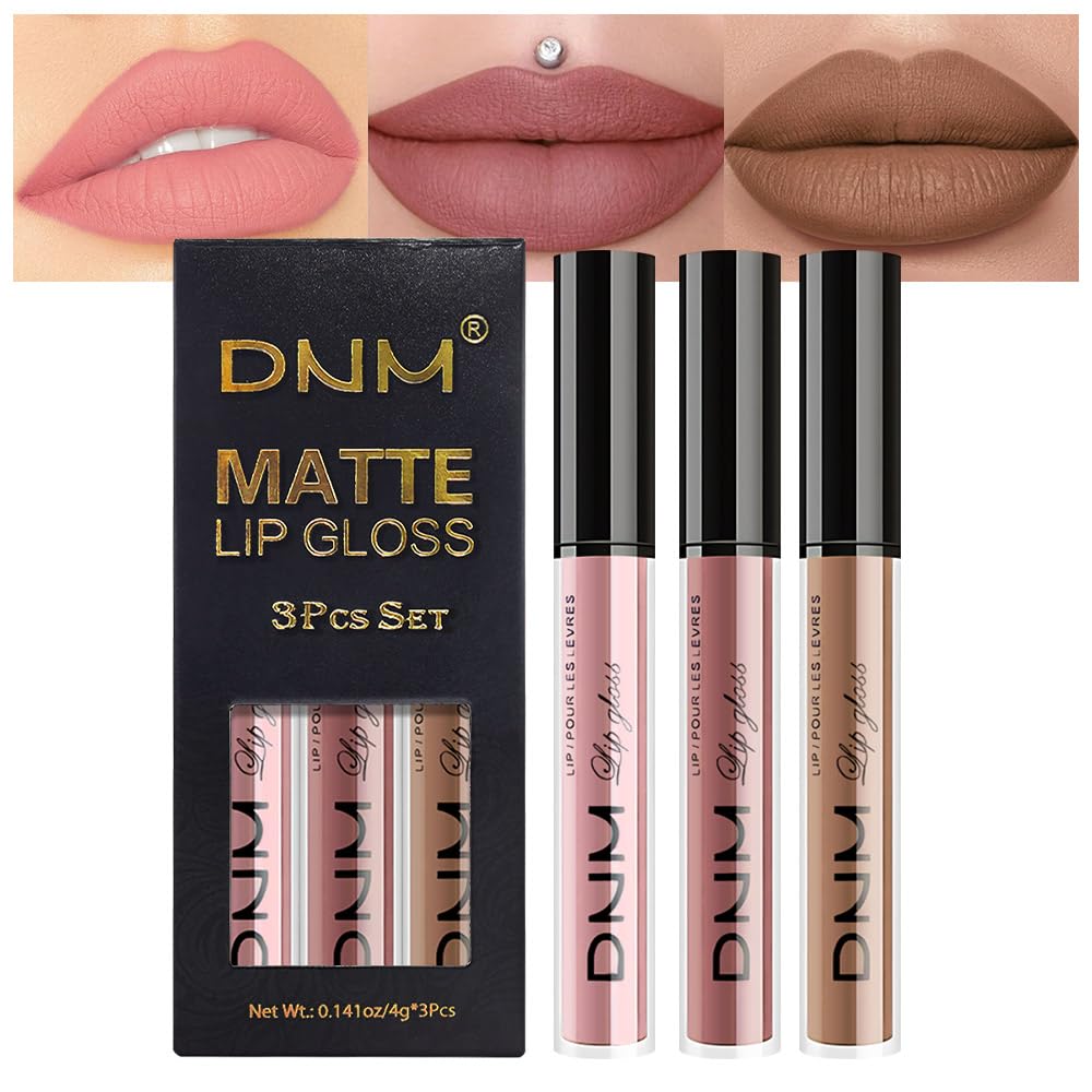 evpct 3Pcs Dark Ruby Fire Red Matte Liquid Lipstick Lip Stain Lipgloss sets for Women 24 Hour Red Matte Lipstick Long Lasting Smudge Proof