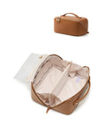 EACHY Travel Makeup Bag, Large Capacity Cosmetic Bag for Women, Waterproof PU Leather, Flat Open Portable Toiletry Bag for Skincare, Brushes & Travel Essentials